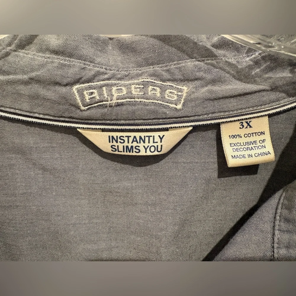 Riders Slimming Denim Blue Shirt (3X) - Picture 3 of 6